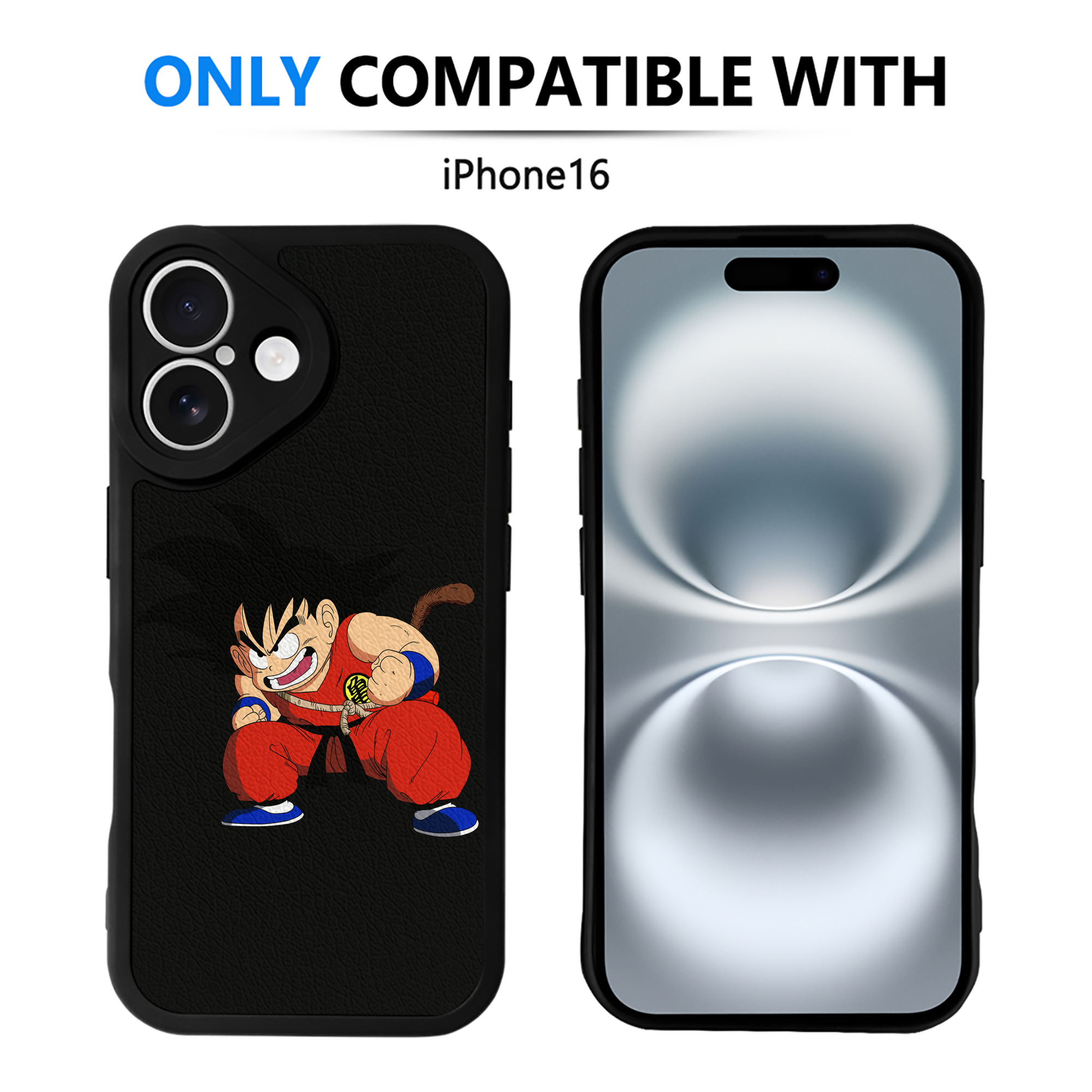 （画像用） ドラゴンボール 孫悟空（そん ごくう）Son Goku カカロット DRAGON BALL Kakarotto 【iPhone 16シリーズ対応】シリコンスマホケース（レザー調） 材質：シリコン